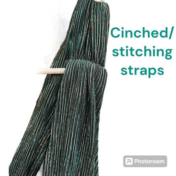 Lulu's Iridescent Teal Blue "Ailey Skater Dress" with Twisted Back Straps Size M - Picture 11 of 11